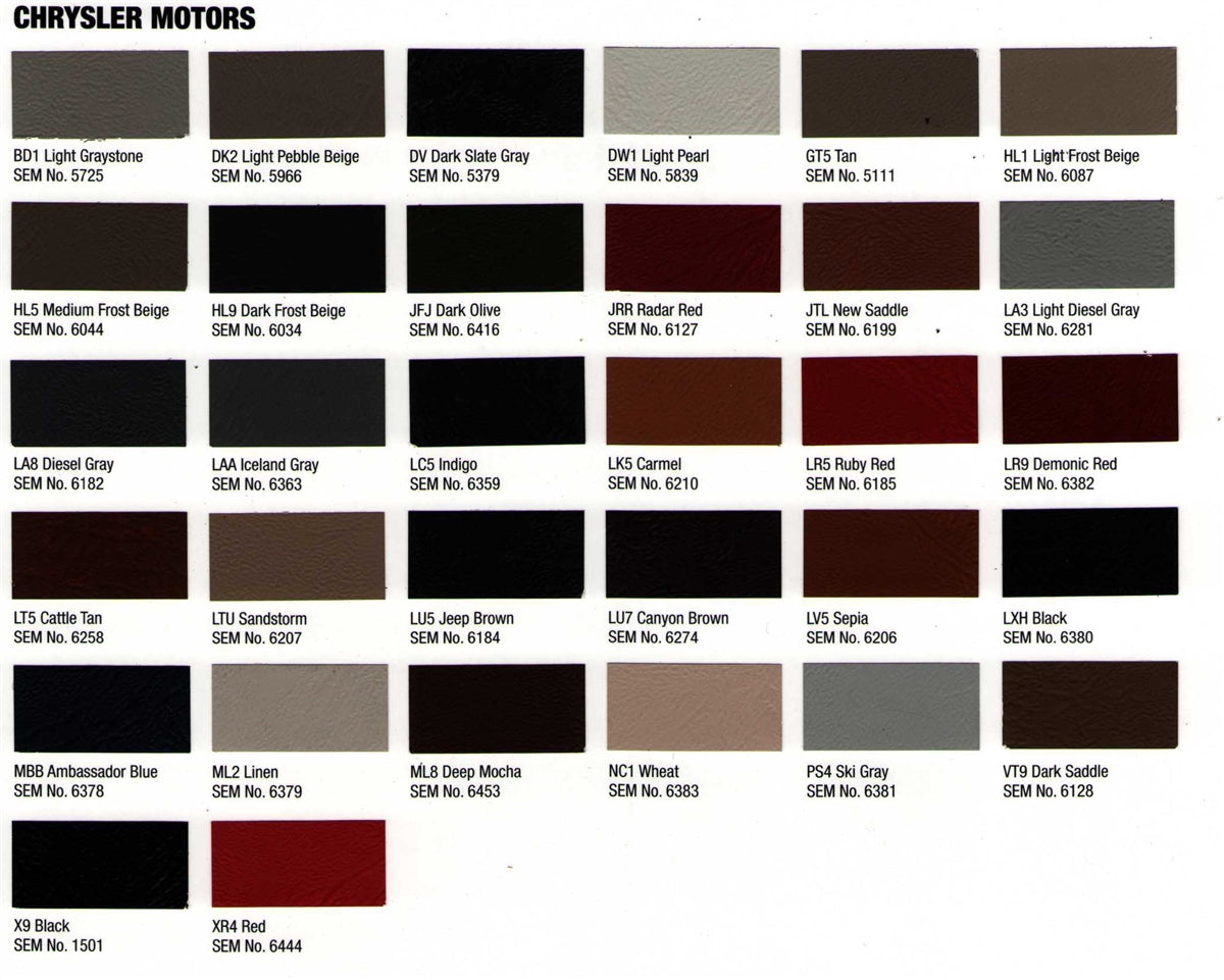 Interior Upholstery Paint - Chrysler 2016 – 66 Auto Color