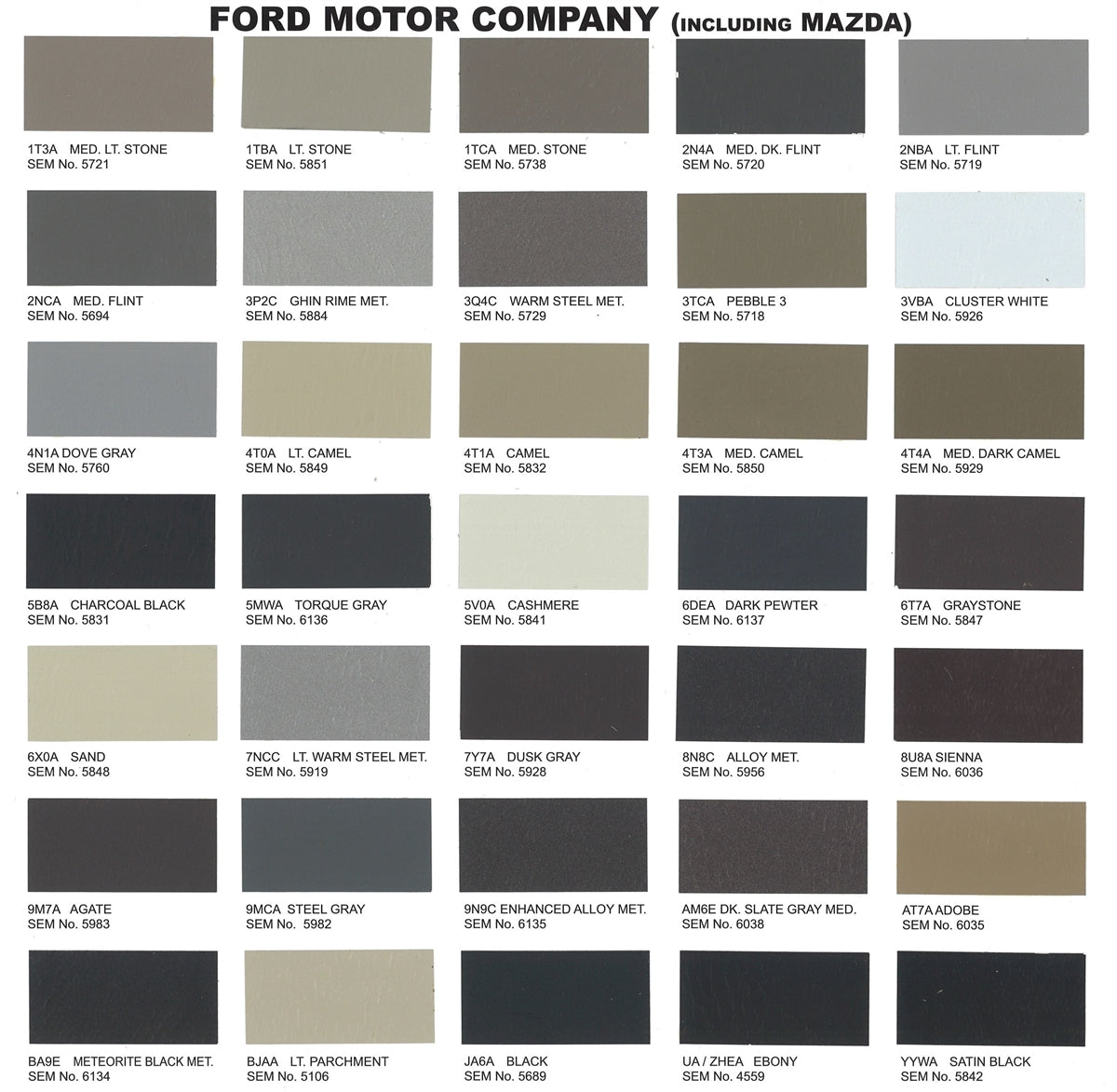 Interior Upholstery Paint - Ford 2011 – 66 Auto Color